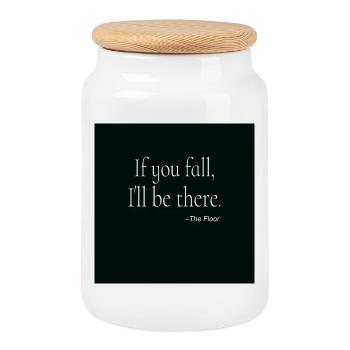 If You Fall Typography Poster Design - Keksdose mit Holzdeckel - Weiß - Vorne
