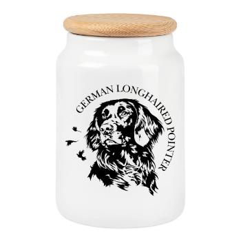 German Longhaired Pointer Hunting Dogs Dogs Wilsigns - Cookie Jar with Wooden Lid - white - Front