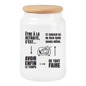 The Art of Doing Nothing (black text) - Cookie Jar with Wooden Lid - white - Front
