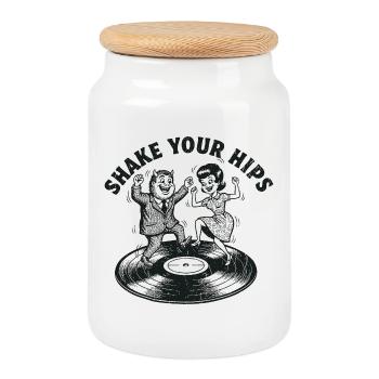 Danse vinyle Shake Your Hips - Boîte à biscuits avec couvercle en bois - blanc - Devant