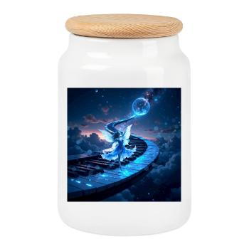 Keys Path to the Moon - Cookie Jar with Wooden Lid - white - Front