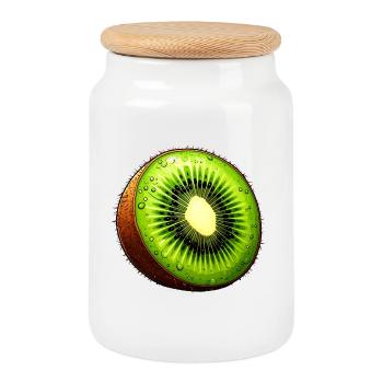 Kiwi - Keksdose mit Holzdeckel - Weiß - Vorne