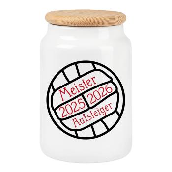 Meister und Aufsteiger 2025/2026  - Keksdose mit Holzdeckel - Weiß - Vorne