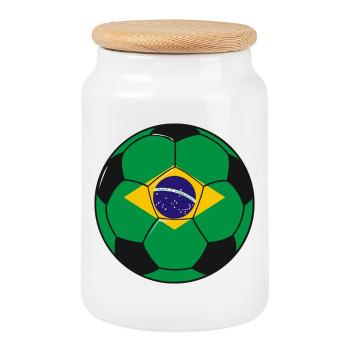 Football_team_Brazil - Boîte à biscuits avec couvercle en bois - blanc - Devant