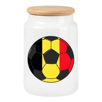 Football_team_Belgium - Boîte à biscuits avec couvercle en bois - blanc - Devant