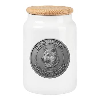 Shiba Inu - Loyalty United - Dog Union - Cookie Jar with Wooden Lid - white - Front