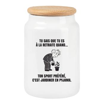 My Retreat in the Garden (black text) - Cookie Jar with Wooden Lid - white - Front