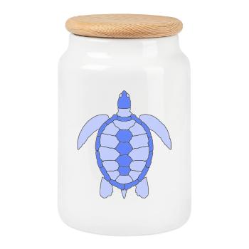 Tortue - Boîte à biscuits avec couvercle en bois - blanc - Devant