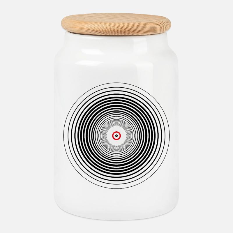 Vinyl - Keksdose mit Holzdeckel - Weiß