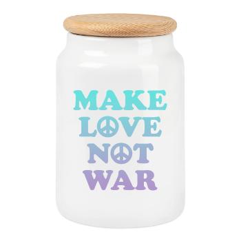 Make love not war - Cookie Jar with Wooden Lid - white - Front