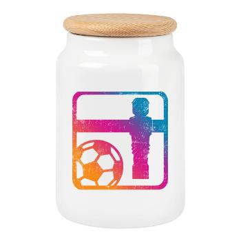 Tischfußball - Keksdose mit Holzdeckel - Weiß - Vorne