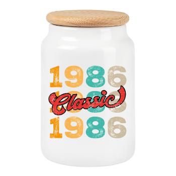 1986 Classic - Keksdose mit Holzdeckel - Weiß - Vorne