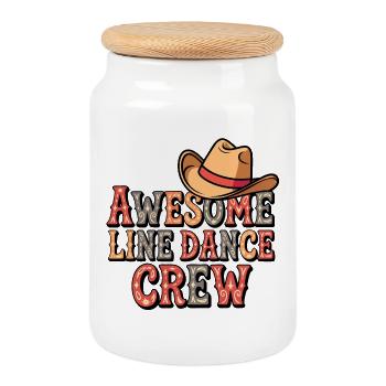 Awesome Line Dance Crew - Cookie Jar with Wooden Lid - white - Front