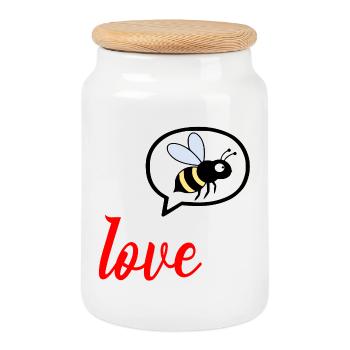 Ich liebe Honeybee Honey - Keksdose mit Holzdeckel - Weiß - Vorne