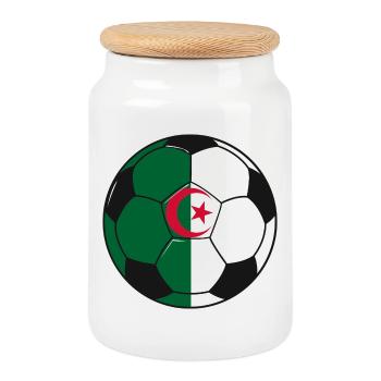 Football_team_Algeria - Boîte à biscuits avec couvercle en bois - blanc - Devant