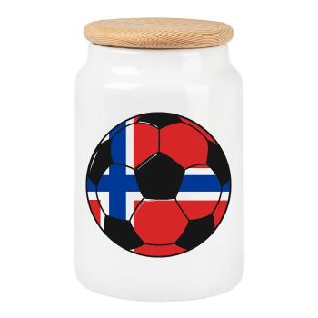 Football_team_Norway - Boîte à biscuits avec couvercle en bois - blanc - Devant