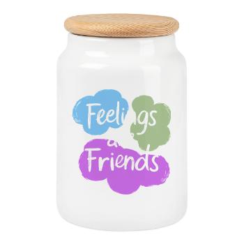 Déclaration sur la santé mentale des amis - Boîte à biscuits avec couvercle en bois - blanc - Devant