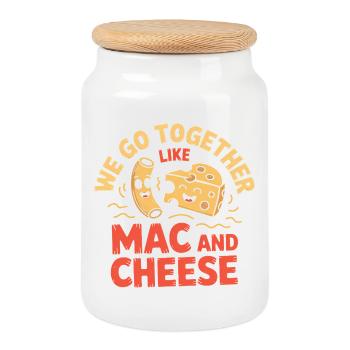 Mac and Cheese Best Friends Couple Design - Cookie Jar with Wooden Lid - white - Front