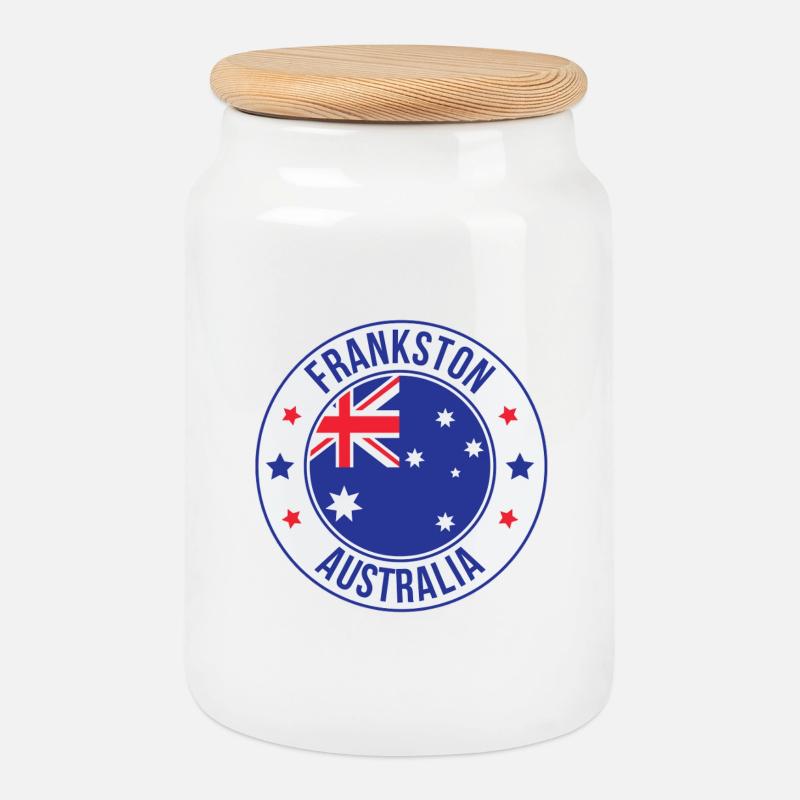 Frankston Australia Circle Abzeichen - Keksdose mit Holzdeckel - Weiß
