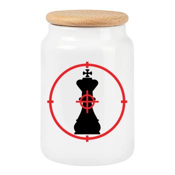 Tactical Checkmate King Target - Cookie Jar with Wooden Lid - white - Front