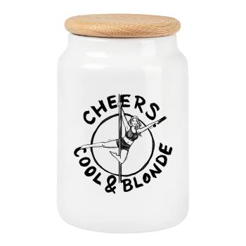 Enterrement de vie de garçon : Santé ! Cool & Blonde – Illustration - Boîte à biscuits avec couvercle en bois - blanc - Devant