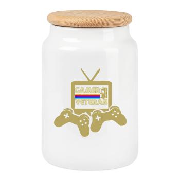 Gamer Veteran Retro TV - Boîte à biscuits avec couvercle en bois - blanc - Devant