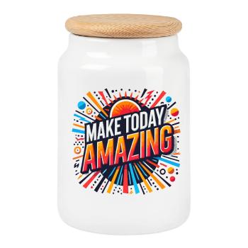 Make Today Amazing Burst - Keksdose mit Holzdeckel - Weiß - Vorne