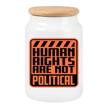 Human Rights Are Not Political Menschenrechte Logo - Cookie Jar with Wooden Lid - white - Front