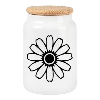 Fleurs noires Fleurs en fleur Fleurs sauvages Herbes - Boîte à biscuits avec couvercle en bois - blanc - Devant