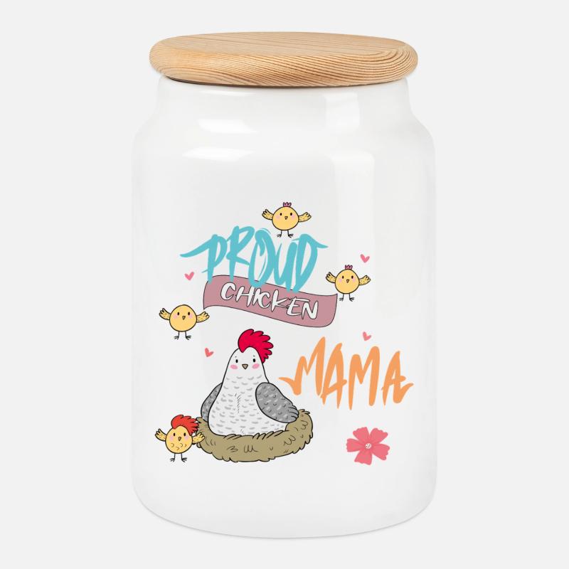 Fière Maman de la Poule - Boîte à biscuits avec couvercle en bois - blanc