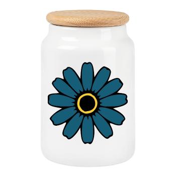 Blue Flower Flowers Blossom Wildflowers Hippie - Cookie Jar with Wooden Lid - white - Front