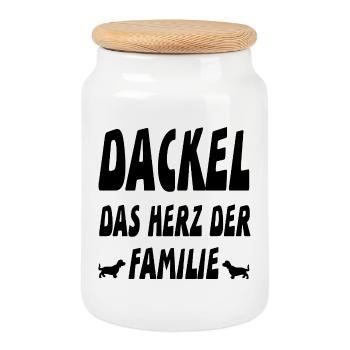 Teckel - Boîte à biscuits avec couvercle en bois - blanc - Devant