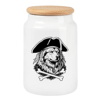 Eurasier | Pirate - Cookie Jar with Wooden Lid - white - Front