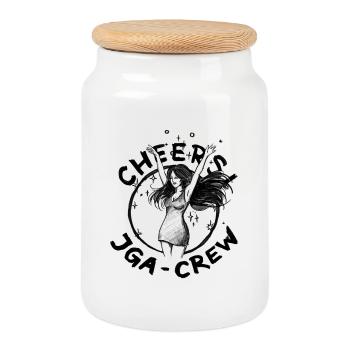 JGA: CHEERS! Dancing woman - illustration - Cookie Jar with Wooden Lid - white - Front