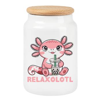 Mignon Axolotl Kawaii Amoureux des Axolotls - Boîte à biscuits avec couvercle en bois - blanc - Devant