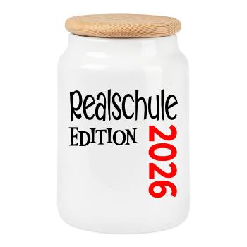 Certificat de fin d’études secondaires 2026 Fin d’études secondaires - Boîte à biscuits avec couvercle en bois - blanc - Devant