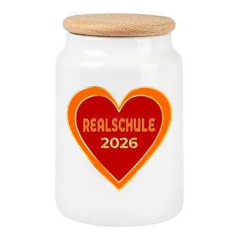 Realschule 2026 Herz - Cookie Jar with Wooden Lid - white - Front