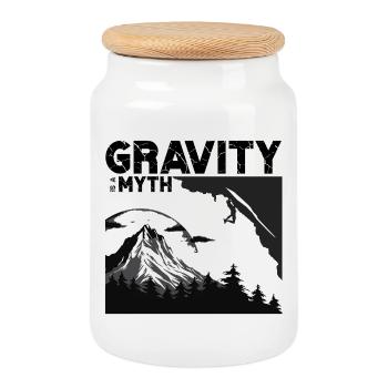 Gravity is a myth - Keksdose mit Holzdeckel - Weiß - Vorne