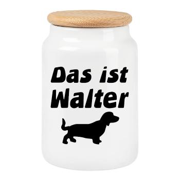 Dackel - Keksdose mit Holzdeckel - Weiß - Vorne