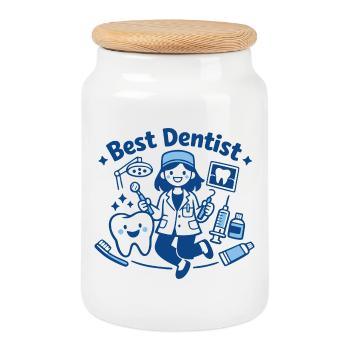 Meilleure femme dentiste - Boîte à biscuits avec couvercle en bois - blanc - Devant
