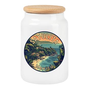 Erleben Sie Sayulita Mexiko – Reisekunst - Keksdose mit Holzdeckel - Weiß - Vorne
