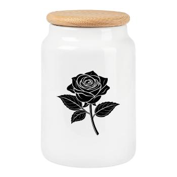 Rosier à pleine floraison - Boîte à biscuits avec couvercle en bois - blanc - Devant