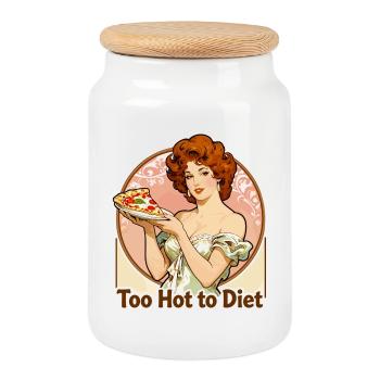 Art Nouveau Pin-Up: Elegante Frau mit Pizza-Genuss - Keksdose mit Holzdeckel - Weiß - Vorne