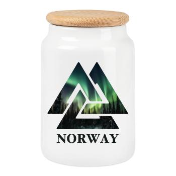 Nœud viking de Norvège, aurores boréales Scandinavie - Boîte à biscuits avec couvercle en bois - blanc - Devant