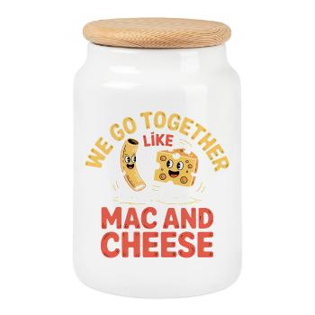 Mac and Cheese Best Friends Couple Design - Cookie Jar with Wooden Lid - white - Front