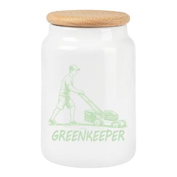 GREENKEEPER Leidenschaft Rasenpflege Garten - Keksdose mit Holzdeckel - Weiß - Vorne