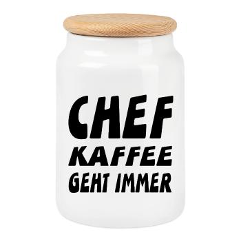 Chef - Keksdose mit Holzdeckel - Weiß - Vorne
