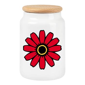  Blume rot Blumen Blüte Wildblumen Kräuter  - Keksdose mit Holzdeckel - Weiß - Vorne