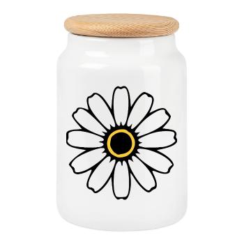 Fleurs blanches Fleurs blanches Fleurs blanches Fleurs sauvages Herbes - Boîte à biscuits avec couvercle en bois - blanc - Devant