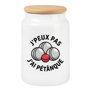 J'peux pas j'ai pétanque - Boîte à biscuits avec couvercle en bois - blanc - Devant